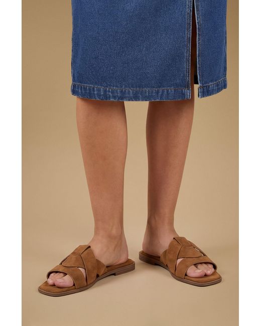 Good for the Sole Blue Farah Faux Suede Comfort Sliders