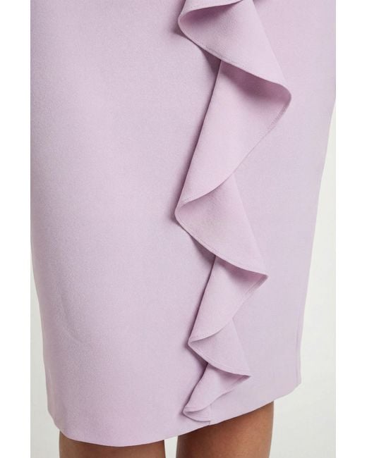 Wallis Purple Crepe Ruffle Pencil Dress