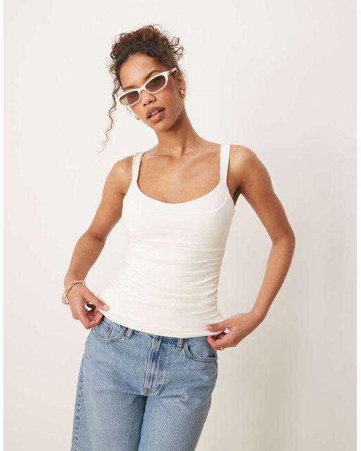Abercrombie & Fitch White Sweetheart Neckline Contrast Top