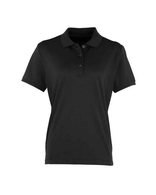 PREMIER Black Ladies Coolchecker Pique Polo Shirt