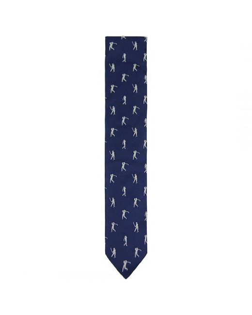 Hackett Blue Silk Printed Golf Ties for men