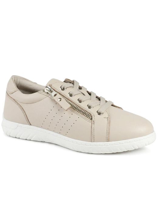 Jones Bootmaker White Buttercup Leather Zip & Lace Trainers