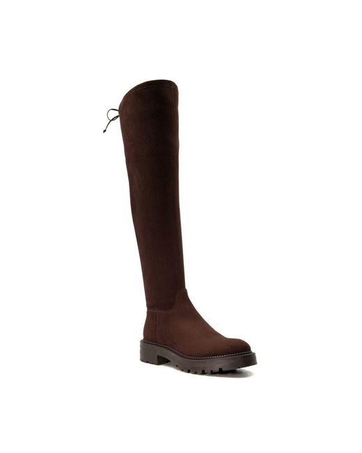 Dune Brown Ladies Thorne Flat Over-the-knee Boots Micro Fibre