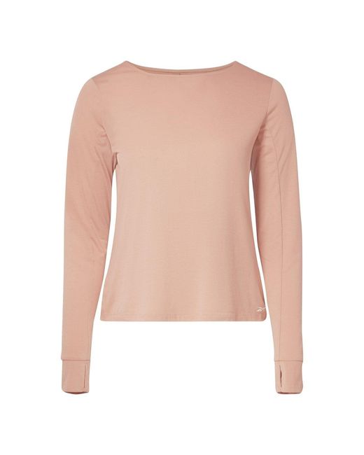 Reebok Pink Long Sleeve Boat Neck Regular Fit T-Shirt