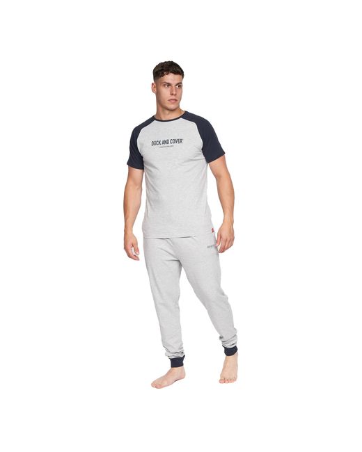 Duck and Cover White Vianney Pyjama Set Marl) Cotton for men