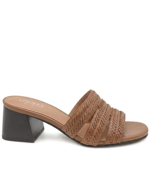 Jones Bootmaker Brown Isaura Leather Heeled Mule Sandals