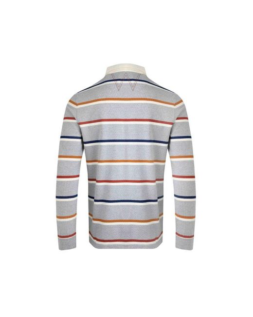 Weird Fish White Laxton Striped Organic Long-Sleeved Rugby Shirt Marl) for men