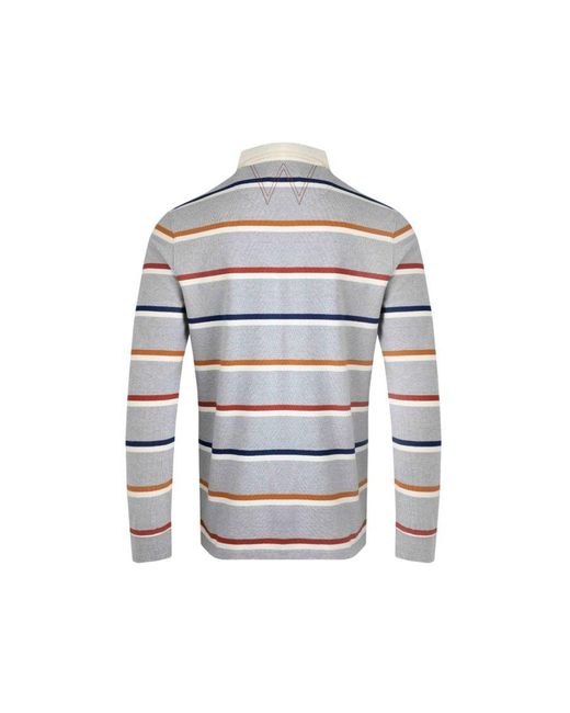 Weird Fish Blue Laxton Striped Organic Long-Sleeved Rugby Shirt Marl) for men