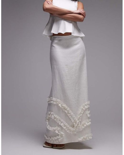laagam Gray Pinot Maxi Linen Skirt