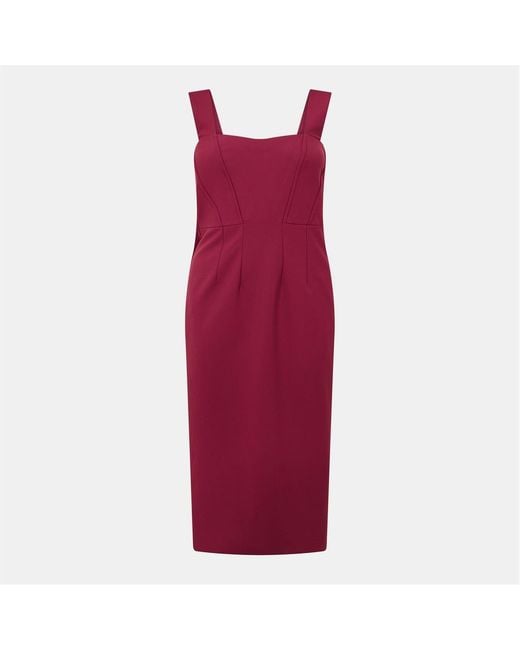 Boss Red Dizena Sweetheart Neck Sleeveless Midi Dress