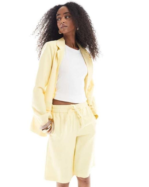 Vero Moda Yellow Mix And Match Longline Tailored Shorts Co-Ord