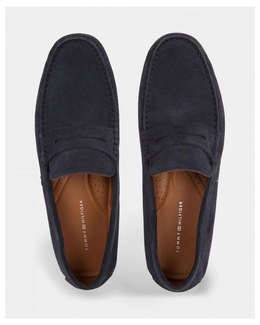 Tommy Hilfiger Blue Casual Suede Driving Shoes for men