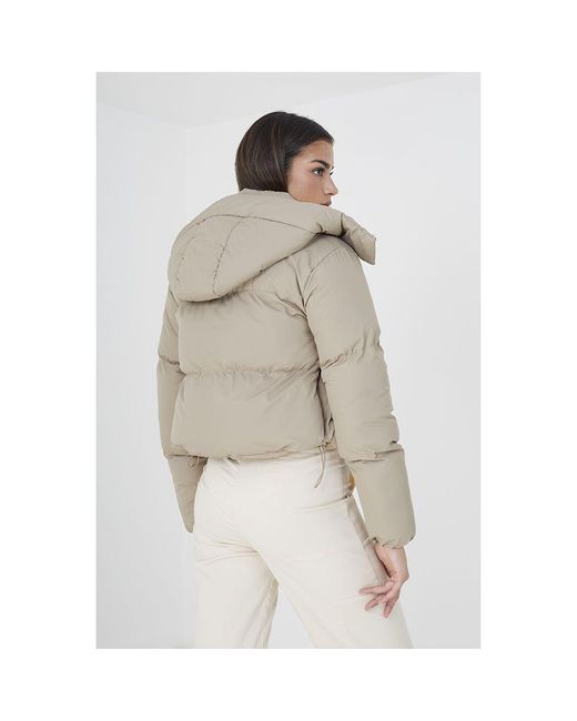 Good For Nothing White Cropped Hooded Puffer Jacket With Detachable Hood