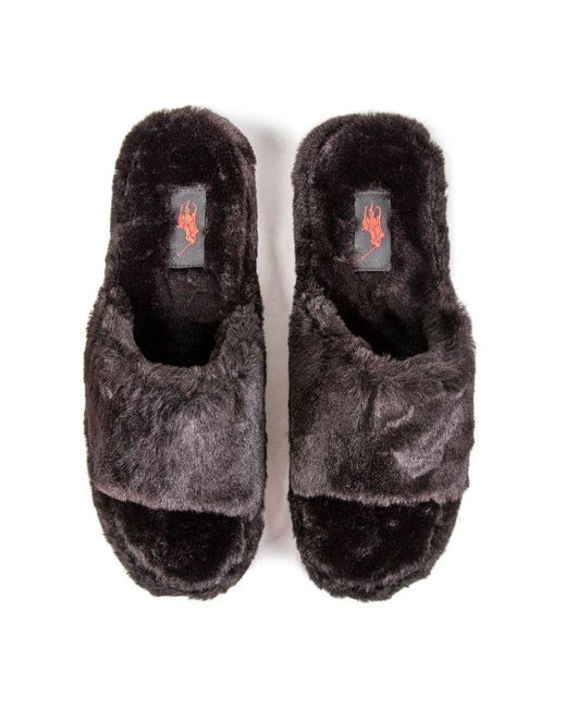 Ralph Lauren Polo Faux Fur Slide Slippers in het Brown