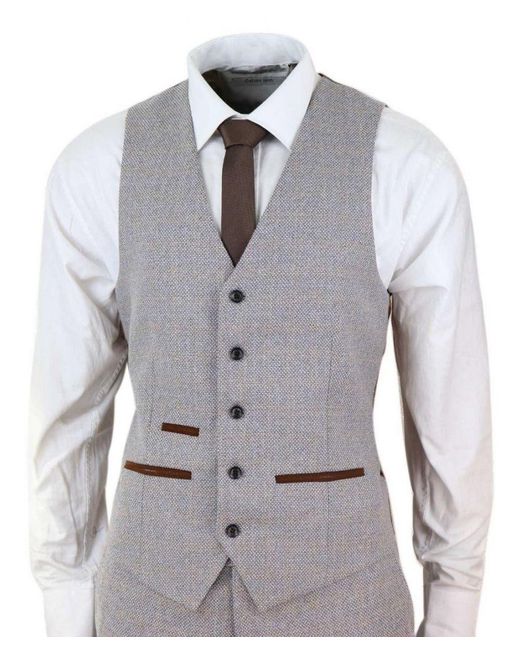 Paul Andrew Gray 3 Piece Tweed Check Vintage Retro Suit Velvet for men