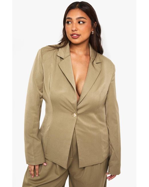 Boohoo Natural Plus Cinched Blazer