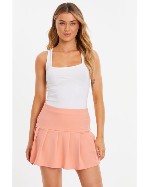 Quiz Pink Coral Pleated Mini Skirt