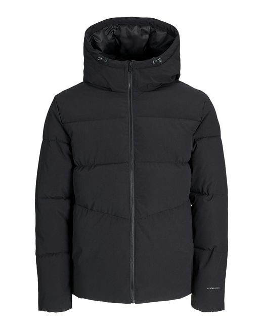 Jack & Jones Black Puffer Jacket Full Zip Long Sleeve Windproof for men