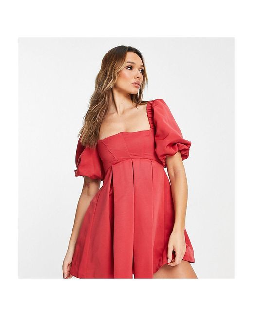 ASOS Structured Prom Mini Dress With Curved Neckline Detail