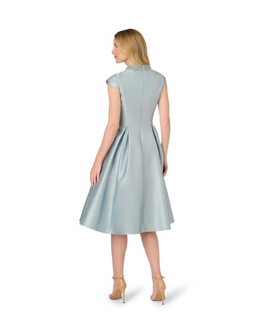 Adrianna Papell Blue Key Hole Mikado Midi Dress