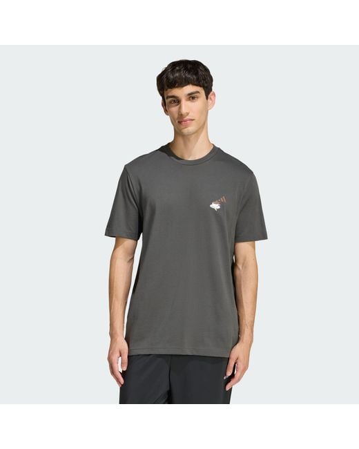 Adidas Gray Coffee Cafe Cheesecake Graphic T-Shirt for men