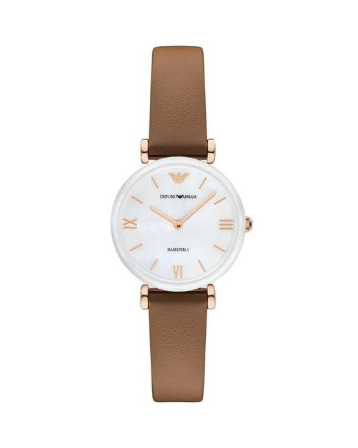 Emporio Armani White Ar11040 Mother Of Pearl Dial Ladies Watch