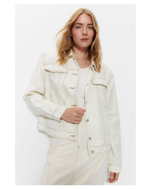 Warehouse White Panelled Denim Jacket