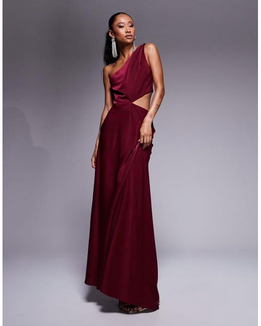 ASOS Purple Satin Twist Strap Cut Out Maxi Dress
