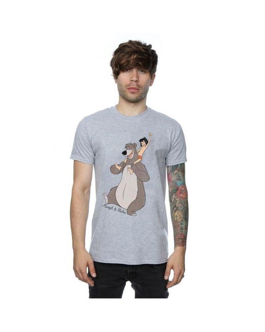 Disney Blue The Jungle Book Classic Mowgli And Baloo T-shirt for men