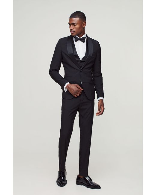 BoohooMAN Blue Skinny Tuxedo Single Breasted Suit Jacket for men