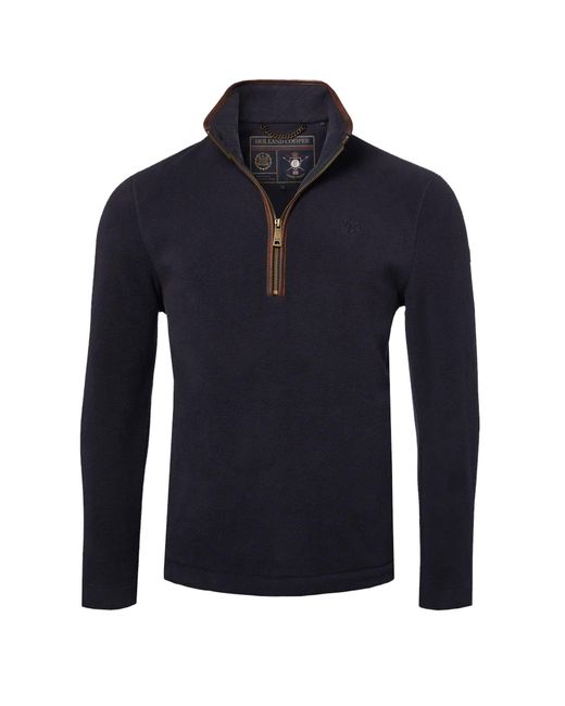 Holland Cooper Blue Country Fleece Half Zip Ink Cotton for men