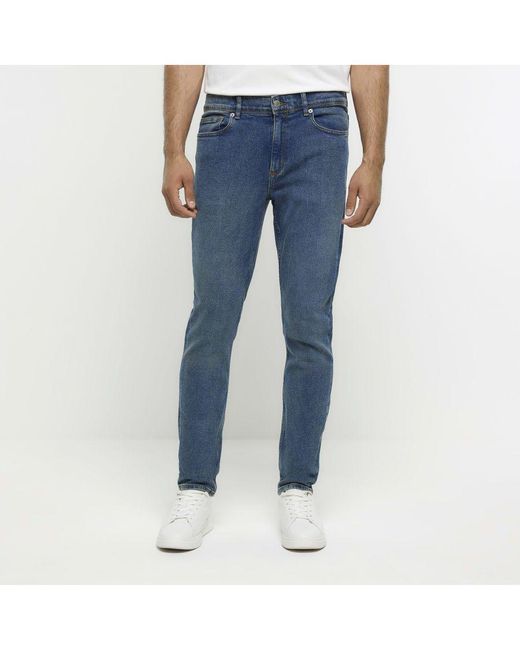 River Island Skinny Jeans Blue Tyler Cotton for men