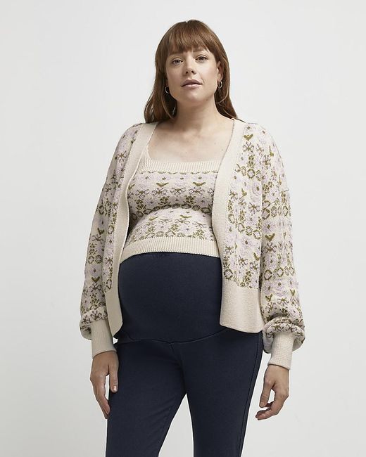 River Island Natural Cami & Cardigan Set Maternity Cotton