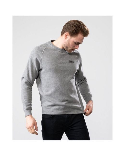 Barbour Gray International Essential Crew Sweatshirt for men