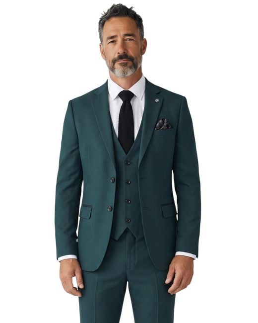TruClothing Blue Formal 3 Piece Tailored Fit Plain Suit for men