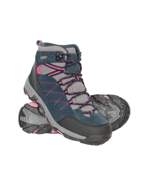 Mountain Warehouse Blue 'Rapid' Waterproof Boots With High Traction Outsole Hiking Walking Shoes Leather