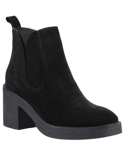Hush Puppies Black Felicia Suede Heeled Chelsea Boots