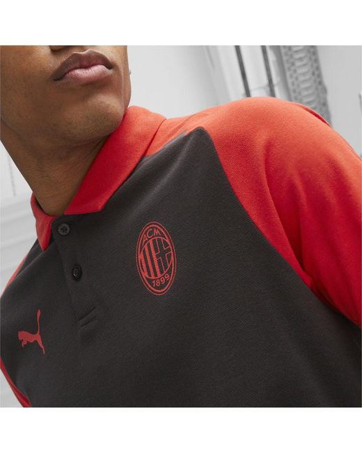 PUMA Black Ac Milan Casuals Polo Shirt for men
