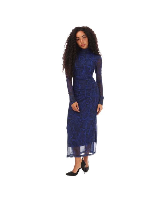 HUGO Blue "Neshy" Midikleid Für Damen (Blau/Schwarz)