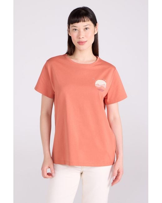 Mountain Warehouse Pink Bird Printed T-Shirt Cotton Loose Fit Breathable Top