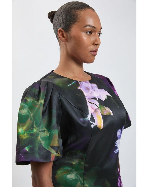 Karen Millen Multicolor Plus Size Floral Print Twill Top