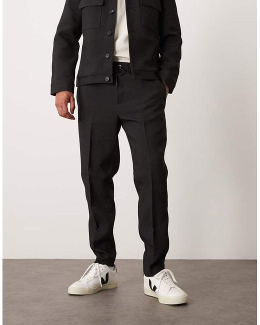 ASOS Black Tapered Smart Co-Ord Pull On Trousers for men