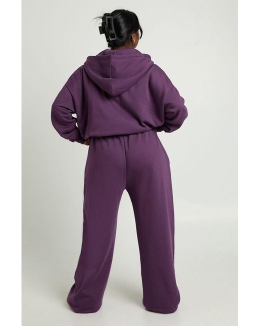 Boohoo Purple Plus Contrast Drawcord Wide Leg Joggers