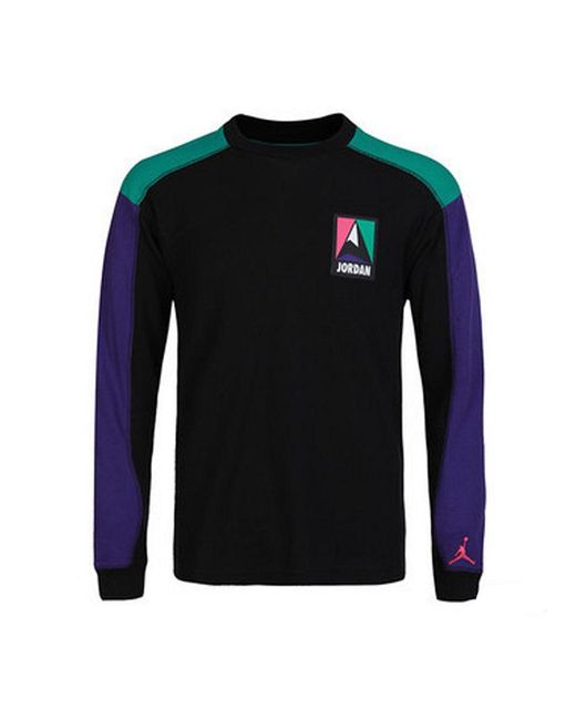 Nike Blue Jordan Logo Crew Neck Winter Utility Thermal Top Ct3382 010 Cotton for men