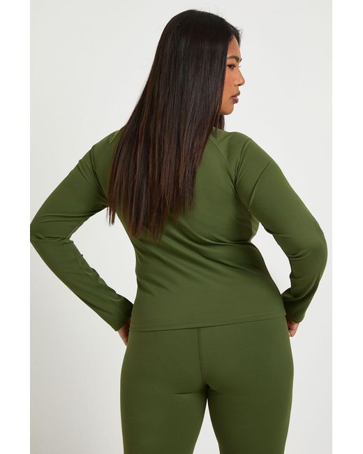 Boohoo Green Plus Supersoft Seam Detail Long Sleeve Top