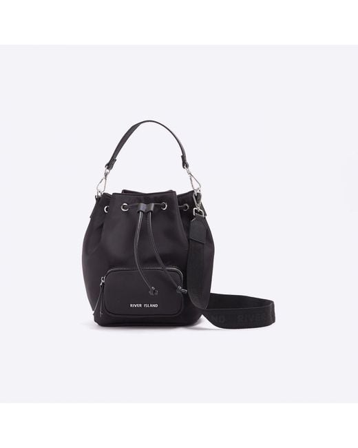 River Island White Bucket Bag Drawstring
