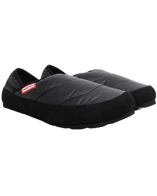 Hunter Black Puffer Slippers