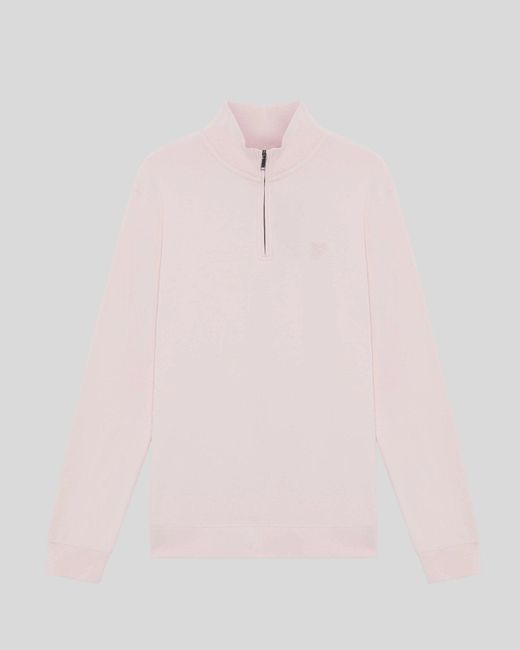 Lyle & Scott Pink Superfine Cotton 1/4 Zip Sweatshirt for men