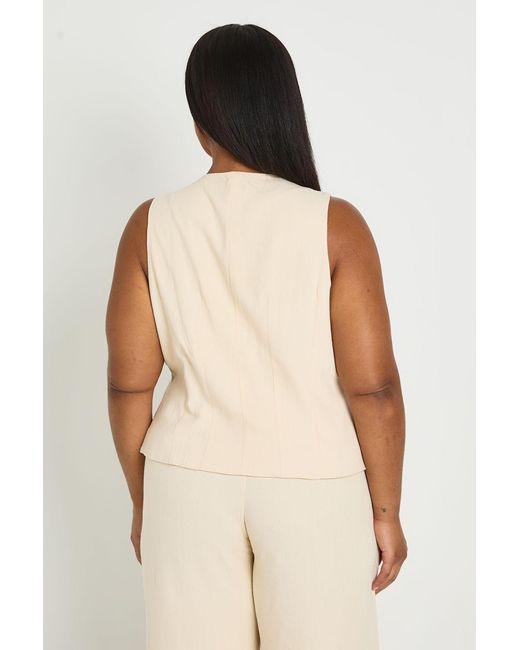 Boohoo Natural Plus Linen Waistcoat