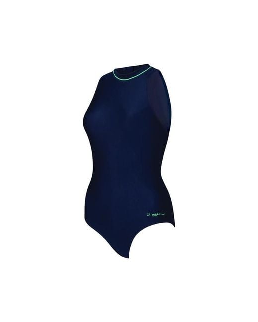 Zoggs Blue Ladies Zipped One Piece Swimsuit